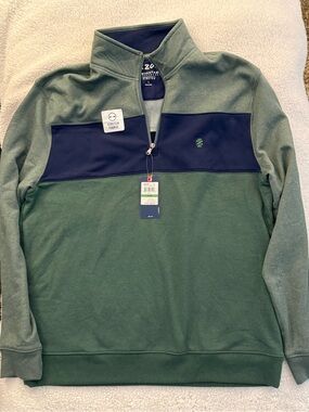 NWT IZOD Advantage Performance Stretch 1/4 Zip Pullover Large Golf Casual